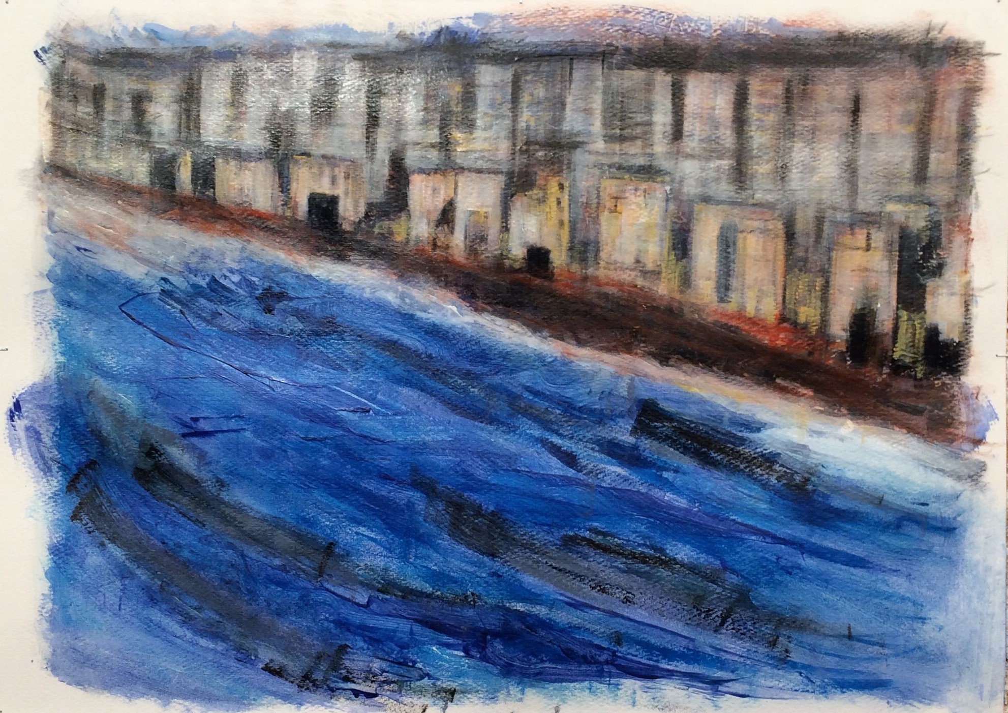 N° 2239 - Front de mer - Acrylique sur papier - 50 x 70 cm - 30 mars 2016
